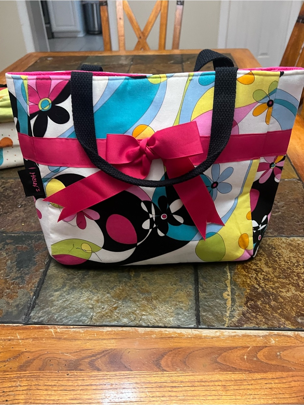 Colorful Floral Bow Tote - Pink Multi